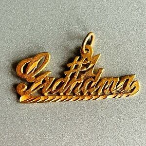 14k Gold #1 Grandma Grandmother Granny Diamond Cut Charm Pendant For Nec…